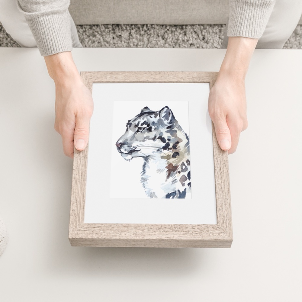 Watercolor Snow Leopard Wall Art Print Poster Unframed - Picture 8 of 8